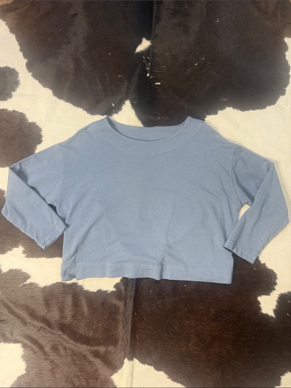 bryn Walker Dusty Blue Long Sleeve Cropped Tee